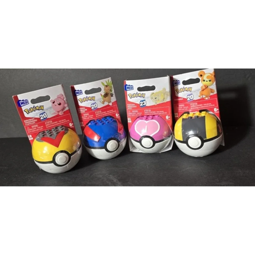 Mega Pokémon Building Set, Lot Of 4, Teddiursa,Fidough,Chespin Iggybluff Ser. 20
